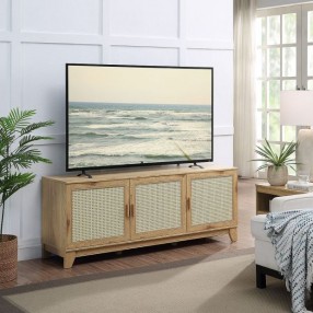 Manhattan Comfort Sheridan 62.99 Modern Cane TV Stand In Nature