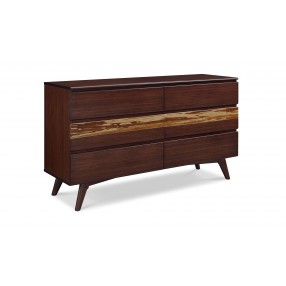 Greenington Azara Six Drawer Double Dresser, Sable - Front Side Angle