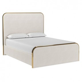 Sunpan Tometi Bed Queen Chacha Cream - Front Side Angle