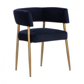 Sunpan Maestro Dining Armchair Abbington Navy - Front Side Angle