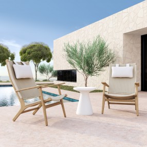 Sunset West Coastal Teak Cushionless Highback Chair - Lifestyle