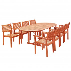 Bradley Outdoor 5-piece Wood Patio Dining Set in White - White BG