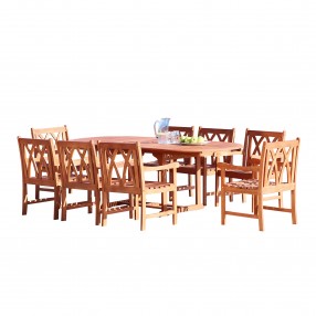 Vifah Malibu Outdoor 7-piece Wood Patio Dining Set with Extension Table - White BG