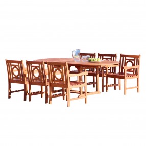 Malibu Outdoor 7-piece Wood Patio Dining Set with Extension Table - White BG