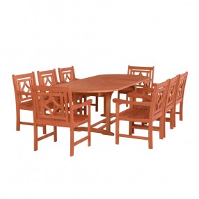 Malibu Outdoor 9-piece Wood Patio Extendable Table Dining Set - White BG