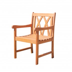 Malibu Eco-friendly Outdoor Hardwood Garden Arm Chair - Angled