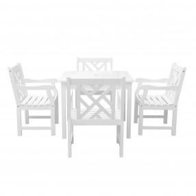 Bradley Outdoor 5-piece Wood Patio Stacking Table Dining Set - White BG