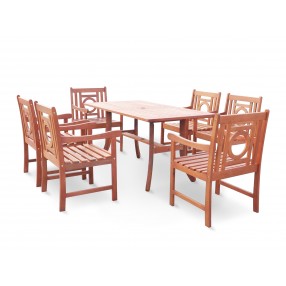 Malibu Eco-friendly 7-piece Outdoor Hardwood Dining Set with Rectangle Table and Arm Chairs