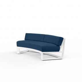 Newport Curved Sofa in Spectrum Indigo, No Welt - Front Side Angle