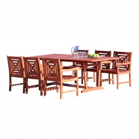 Malibu Outdoor 7-piece Wood Patio Dining Set with Extension Table - White BG