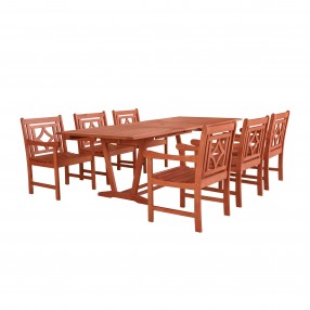 Malibu Outdoor 7-piece Wood Patio Extendable Table Dining Set - White BG