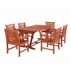 Malibu Outdoor 7-piece Wood Patio Extendable Table Dining Set - White BG