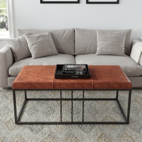 Vifah Riley Indoor Brown Faux Leather Multi-Function Entry Bench - Table - Front