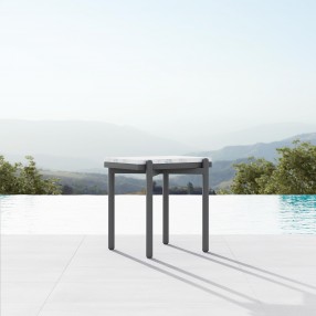Azzurro Living Verano Side Table With Matte Charcoal Aluminum Frame And Honed Carrara Marble - Lifestyle