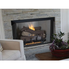 Superior Fireplaces 36" Paneled With White Herringbone/Stacked Brick - Lifestyle