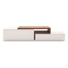 J&M Furniture TV Stand 045 in White High Gloss & Walnut