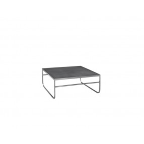 Crete 31" Round Coffee Table Black Concrete Laminate with Brushed Stainless Steel