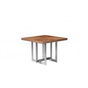 Remi End Table Natural Walnut with Brushed Stainless Steel