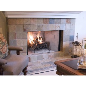 Superior Fireplaces 38" Fireplace In Grey Herringbone/Stacked Refractory Panels  - Lifestyle