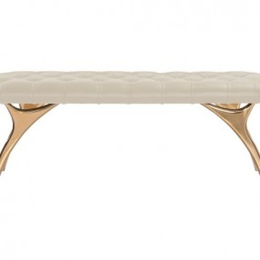 Sunpan Taylen Bench Cream Leather - Front Angle