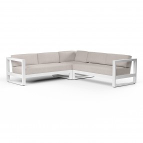 Newport Sectional in Canvas Natural, No Welt - Front Side Angle