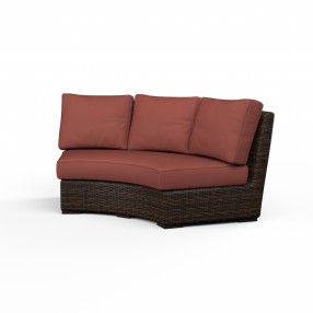 Montecito Curved Loveseat in Canvas Henna w/ Self Welt - Front Side Angle