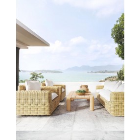 Sunset West Playa Sofa in Soothe Pearl with Flange Welt - Lifestyle 1