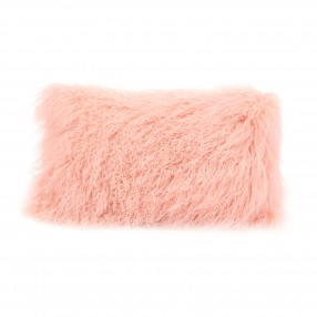 Moe's Home Collection Lamb Fur Pillow Rect. in Pink - Front Angle
