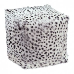 Moe's Home Collection Spotted Goat Fur Pouf - Light Grey