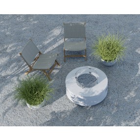 Sunset West Gravelstone Round Fire Table w/ Glass Surround