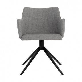 Sunpan Griffin Swivel Dining Armchair in November Grey - Bravo Cognac - Front Angle