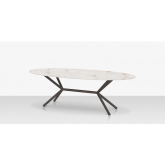DecoScapes Oliver Oval Rimless Porcelain Dining Table - Angled