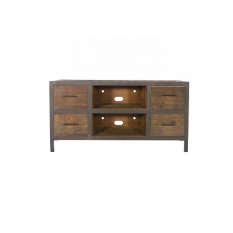 Crawford and Burke Reese Reclaimed Wood 4 Drawer TV Stand, Front Angle