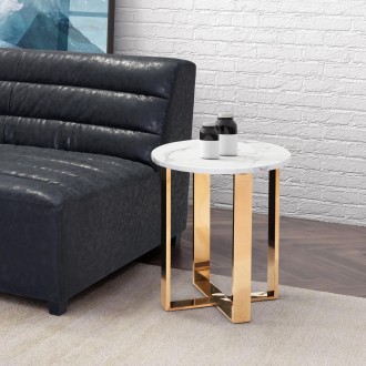 Zuo Modern Atlas End Table White and Gold - Lifestyle