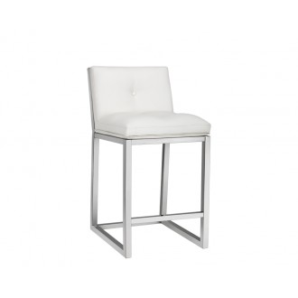  Sunpan Alba Counter Stool - White - Front Side Angle