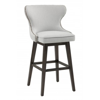 Sunpan Ariana Swivel Barstool in Light Grey - Angled