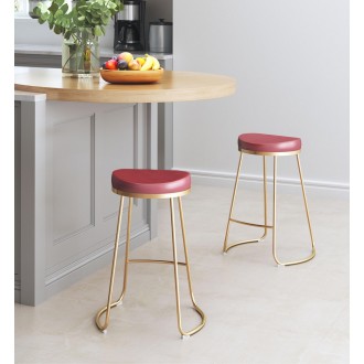 Zuo Modern Bree Counter Stool Burgundy and Gold - Lifestyle