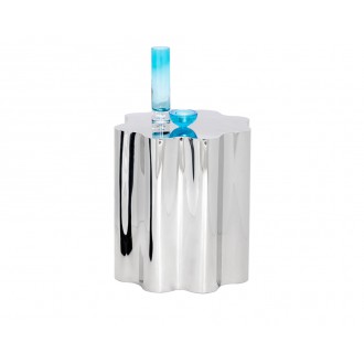 Sunpan Dahlia Side Table - Stainless Steel - Front Side Angle with Decor