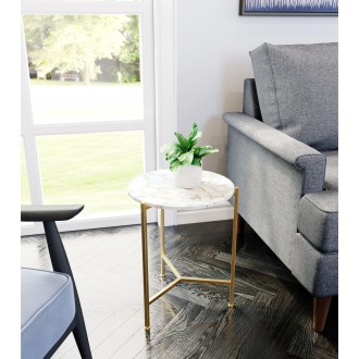 Zuo Modern Haru Side Table White and Gold - Lifestyle 1
