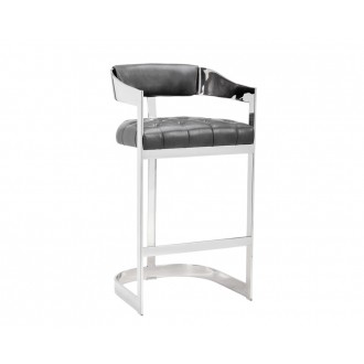 Sunpan Beaumont Barstool - Stainless Steel - Cantina Magnetite - Angled