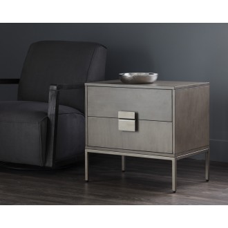 Jade Nightstand - Antique Silver - Ash Grey - Lifestyle