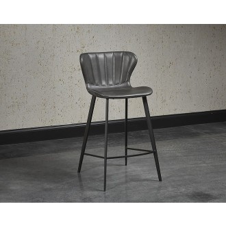 Sunpan Arabella Counter Stool - Bravo Portabella / Polo Club Kohl Grey - Front Side View