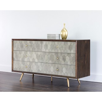 Aniston Dresser - Dark Mango - Shagreen Leather - Angled Lifestyle