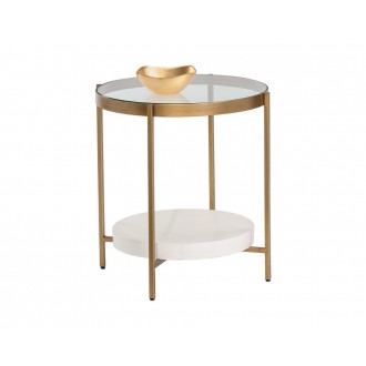 Sunpan Gia End Table - Front Side Angle with Decor