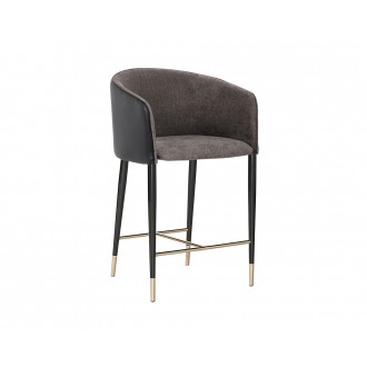 Asher Counter Stool - Sparrow Grey / Napa Black - Angled View