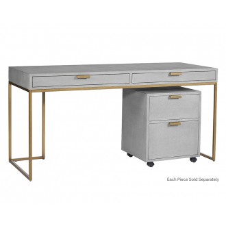 Sunpan Jiro Desk - Shagreen Leather - Front