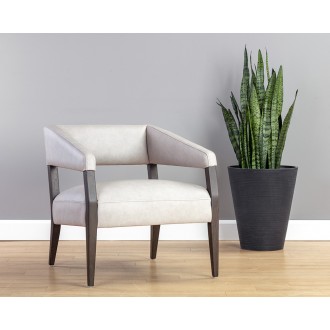 Sunpan Carlyle Lounge Chair in Saloon Light Grey Leather - Lifestyle 2