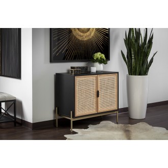 Sunpan Avida Sideboard in Gold And Black/Natural - Small - Angled