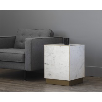 Sunpan Daines End Table In White Marble - Lifestyle