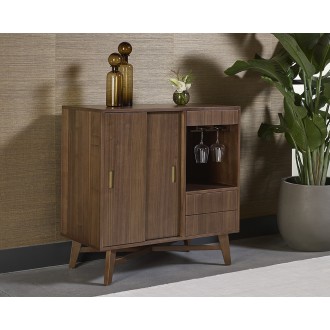 Sunpan Caven Bar Cabinet In Walnut - Lifestyle